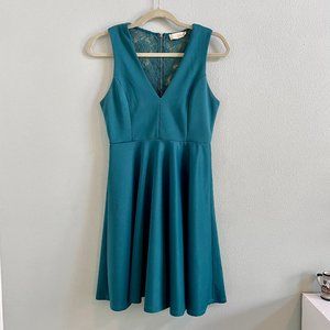 Emerald Skater Style Dress with Lace Detailing